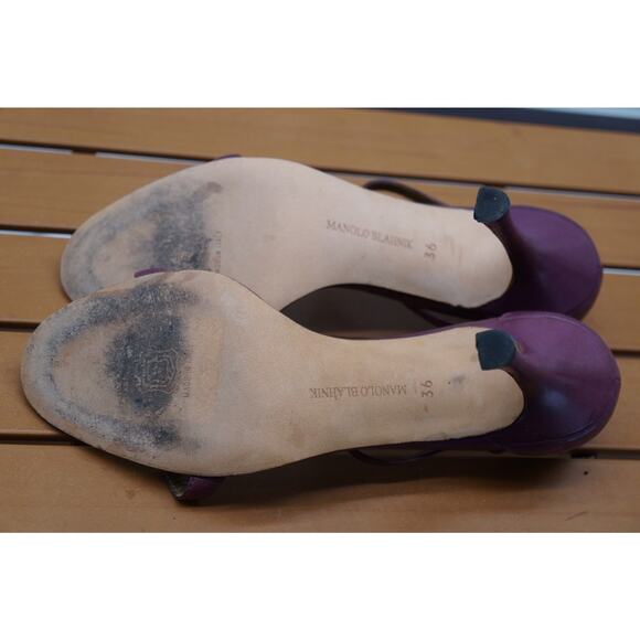 Merlot Manolo Blahnik strappy leather sandals with side buckle size 36 - Picture 9 of 9